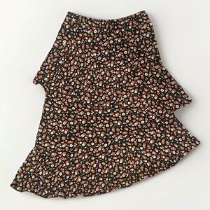 Wild Fable Black Red White Floral Asymmetrical Maxi Skirt Boho Women’s M